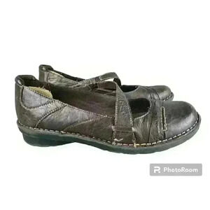 CLARKS BROWN LEATHER MARY JANES LOAFERS SLIP ONS DRESS SHOES US WOMENS SZ 8.5 M